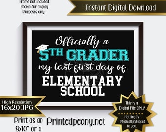 First Day of Fifth Grade Printable Sign First Day of School Sign 5th Grade Photo Prop 1st Day of Fifth Grade Printable Instant Download