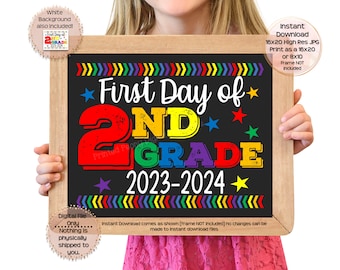 First Day of Second Grade Printable Sign First Day of School Sign 2nd Grade Photo Prop 1st Day of Second Grade Printable Instant Download
