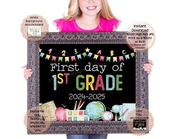First Day of First Grade Printable Sign First Day of School Sign 1st Grade Photo Prop First Day Printable Instant Download