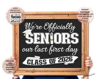 First Day of Senior Year Printable Sign First Day of School Sign Twin Senior Sign Last 1st Day Senior Year 2026 Printable Instant Download