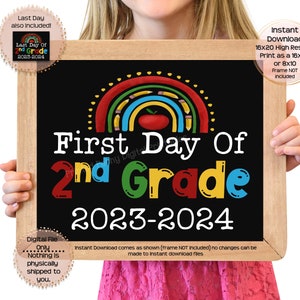 First Day of Second Grade Printable First Day Sign End of School Sign 2nd Grade Photo Prop End of Second Grade Printable Instant Download image 1