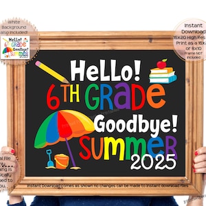 First Day of Sixth Grade Printable Sign  1st Day of School Sign 6th Grade 1st Day of Sixth Grade Hello 6th Grade Printable Instant Download