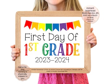 First Day of First Grade Printable Sign First Day of School Sign 1st Grade Photo Prop First Day Printable Instant Download