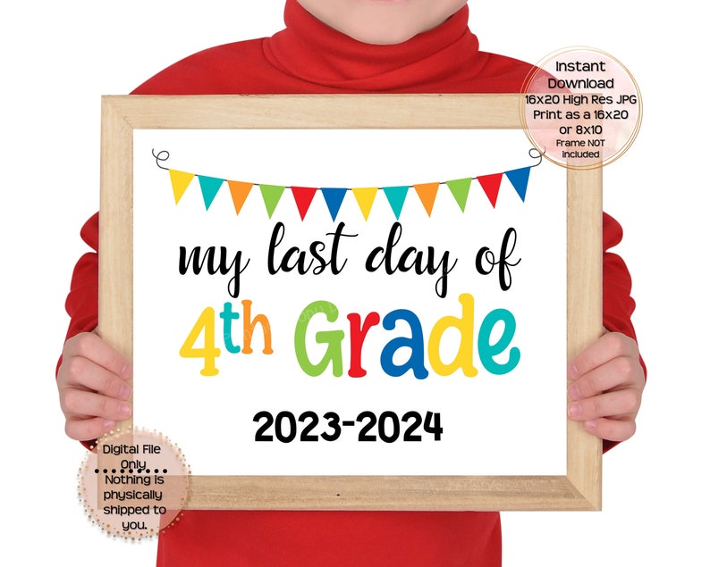 First Day of Fourth Grade Printable Sign First Day of School Sign 4th Grade Photo Prop 1st Day of Fourth Grade Printable Instant Download image 5