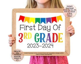 First Day of Third Grade Printable Sign First Day of School Sign 3rd Grade Photo Prop 1st Day of Third Grade Printable Instant Download