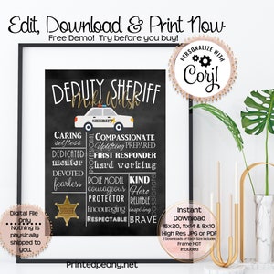 Personalized Printable Deputy Sheriff Wall Art Gift For Deputy Law Enforcement Art Deputy Sheriff Wall Decor Subway Art LEO Instant Download