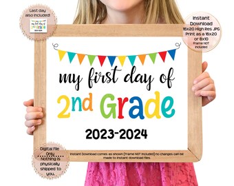 First Day of Second Grade Printable Sign First Day of School Sign 2nd Grade Photo Prop 1st Day of Second Grade Printable Instant Download