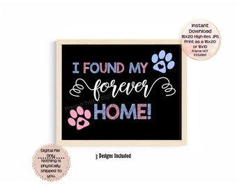 Pet Adoption Announcement New Pet Adoption Reveal Pet Rescue Photo Prop Pet Adoption Forever Home Printable Pet Adoption Sign Dog Cat