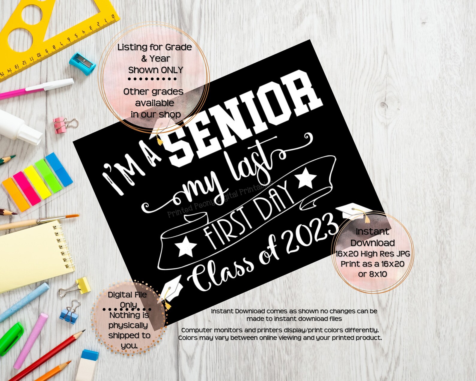 First Day of Senior Year Printable Sign First Day of School - Etsy