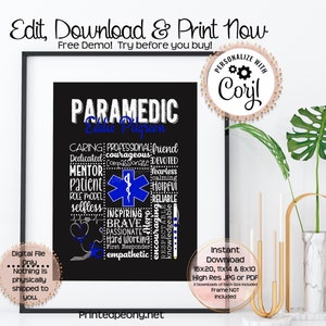 Personalized Printable Paramedic Gift For Paramedic Gift Paramedic Thank You Gift Paramedic Appreciation Gift Paramedic Wall Art