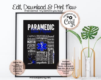 Personalized Printable Paramedic Gift For Paramedic Gift Paramedic Thank You Gift Paramedic Appreciation Gift Paramedic Wall Art