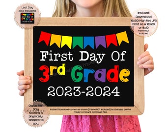 First Day of Third Grade Printable Sign End of School Sign 3rd Grade Photo Prop End of Third Grade Printable Instant Download