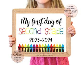 First Day of Second Grade Printable Sign First Day of School Sign 2nd Grade Photo Prop 1st Day of Second Grade Printable Instant Download