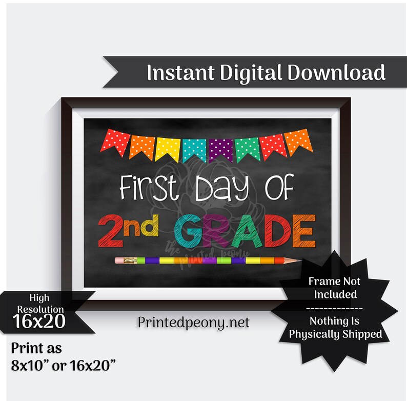 First Day of Second Grade Printable Sign First Day of School - Etsy