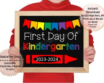 First Day of Kindergarten Printable Sign First Day of School Sign Kindergarten Photo Prop First Day Printable Instant Download