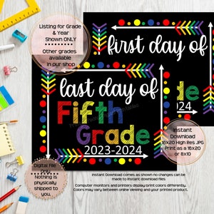 First Day of Fifth Grade Printable Sign 1st Day of School Sign - Etsy
