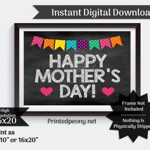 Happy Mother&#39;s Day Photo Prop Happy Mother&#39;s Day Chalkboard Gift  For Mom Gift Mother Gift Mama Mothers Day Printable Instant Download
