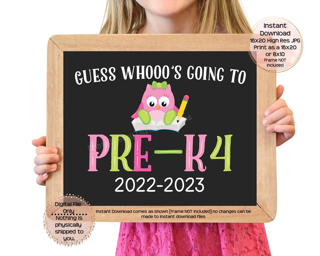 First Day of Pre-k 4 Printable Sign 1st Day of School Sign - Etsy
