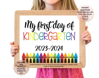 First Day of Kindergarten Printable Sign First Day of School Sign Kindergarten Photo Prop First Day Printable Instant Download