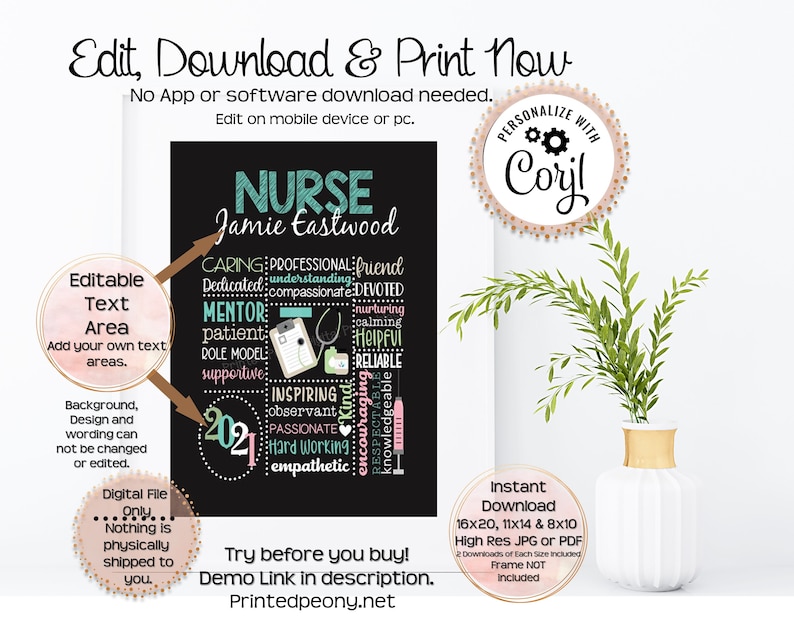 Personalized Printable Nurse Gift for Nursing Student Gift Etsy