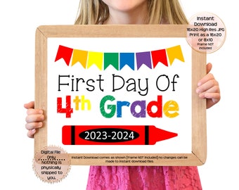 First Day of Fourth Grade Printable Sign First Day of School Sign 4th Grade Photo Prop 1st Day of Fourth Grade Printable Instant Download