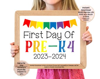 First Day of Pre-K 4 Printable Sign 1st Day of School Sign Pre-K 4 Photo Prop Beginning of PreK-4 Printable Instant Download