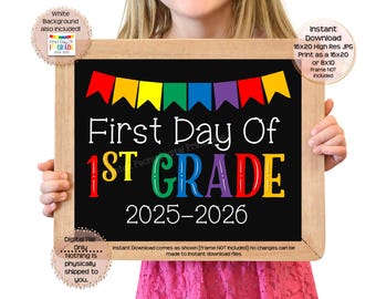 First Day of First Grade Printable Sign First Day of School Sign 1st Grade Photo Prop First Day Printable Instant Download