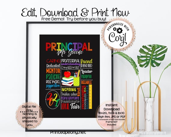 Personalized Printable Principal Gift Chalkboard Gift for Boss - Etsy