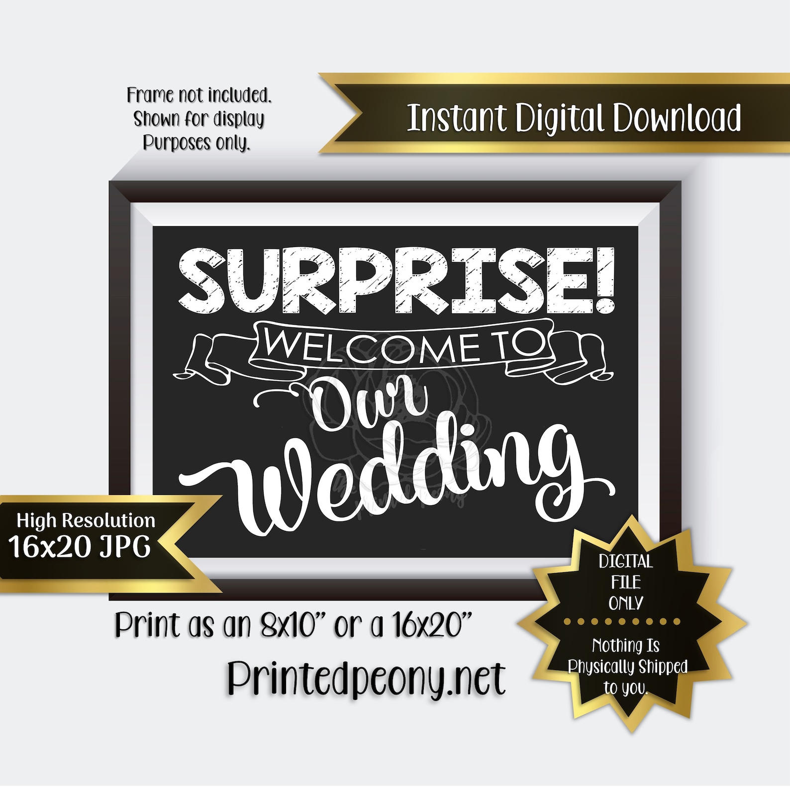 Printable Surprise Wedding Welcome Sign Printable Chalkboard - Etsy