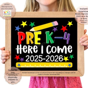 First Day of Pre K-4 Printable Sign 1st Day of Pre K 4 Here I Come Photo Prop First Day of Preschool Printable Instant Download