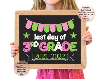 Last Day of Third Grade Printable Sign End of School Sign 3rd Grade Photo Prop End of Third Grade Printable Instant Download