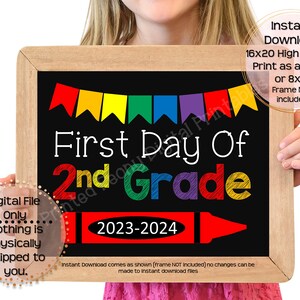 First Day of Second Grade Printable Sign First Day of School Sign 2nd ...