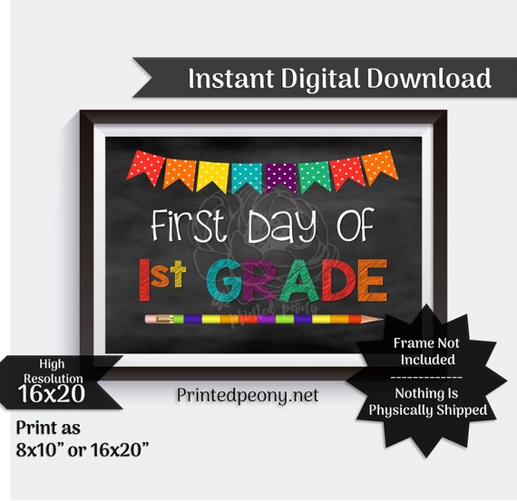 First Day of First Grade Printable Sign First Day of School | Etsy