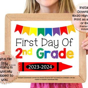 First Day of Second Grade Printable Sign First Day of School Sign 2nd ...