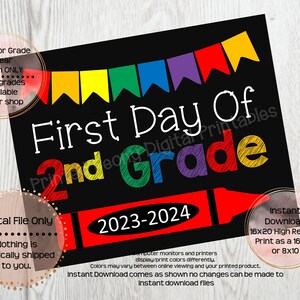 First Day of Second Grade Printable Sign First Day of School Sign 2nd ...
