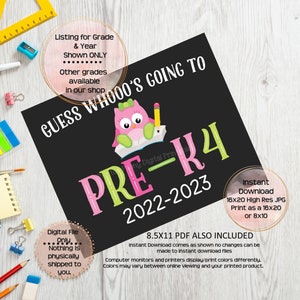 First Day of Pre-k 4 Printable Sign 1st Day of School Sign - Etsy