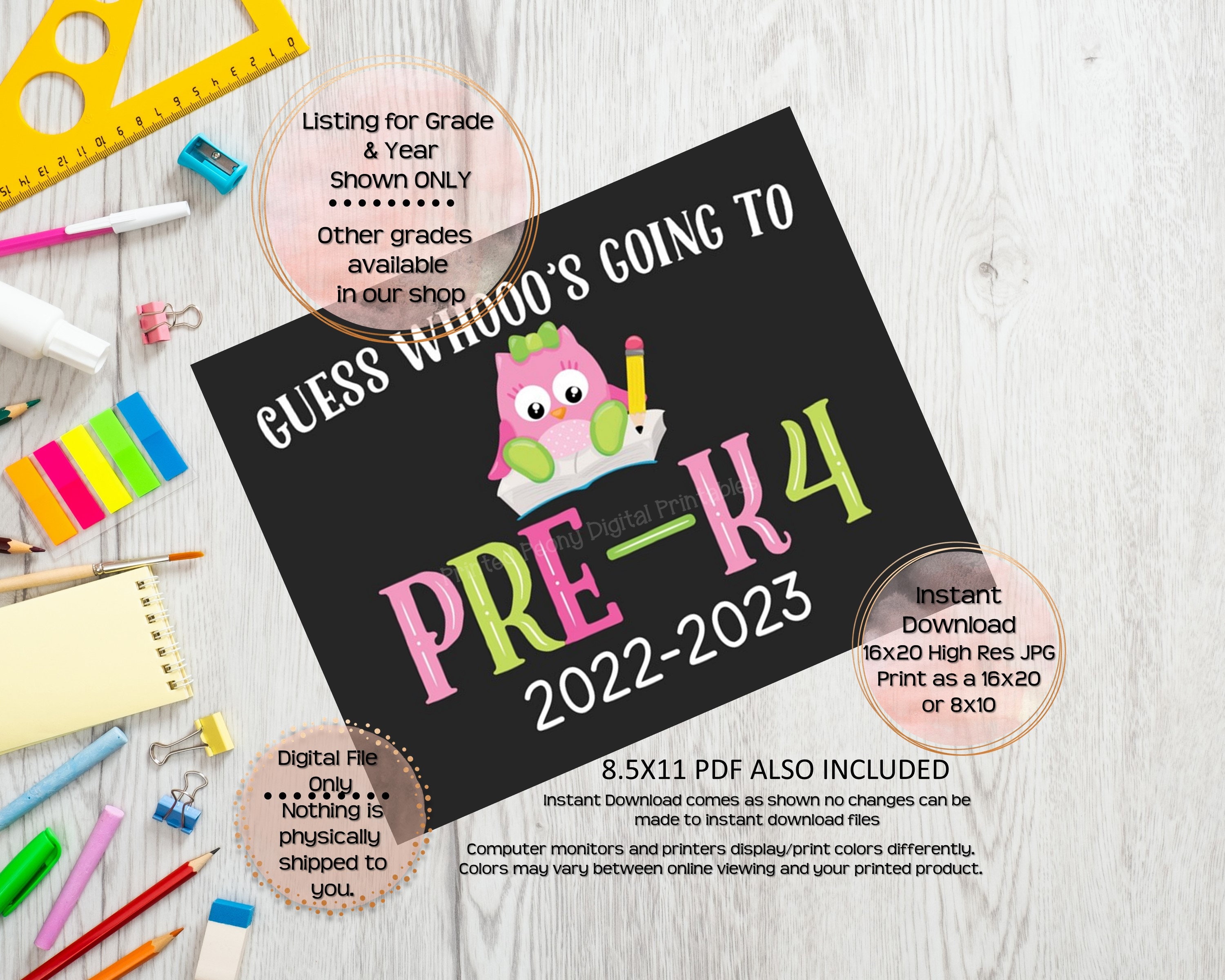 First Day of Pre-k 4 Printable Sign 1st Day of School Sign - Etsy