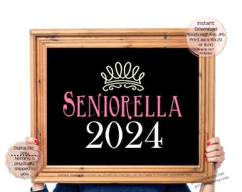 Afdrukbare Seniorella afstuderen teken afstuderen partij decoraties Senior 2024 Senior foto prop klasse van 2024 afdrukbare Instant Download