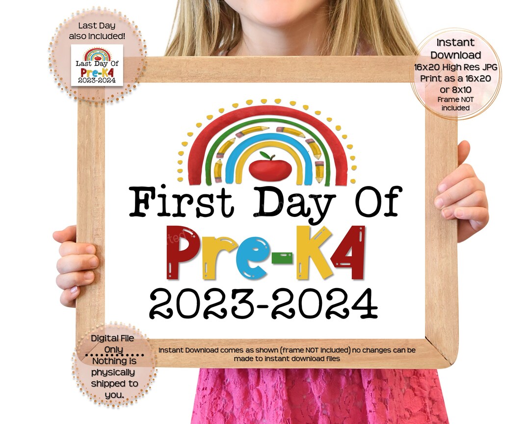 First Day of Pre-k 4 Printable Sign 1st Day of School Sign - Etsy