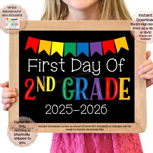 First Day of Second Grade Printable Sign First Day of School Sign 2nd Grade Photo Prop 1st Day of Second Grade Printable Instant Download