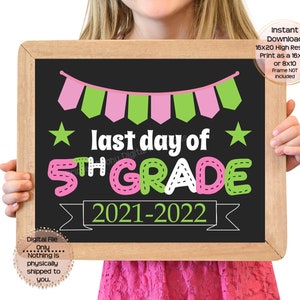 Last Day of Fifth Grade Printable Sign End of School Sign 5th Grade Photo Prop End of Fifth Grade Printable Instant Download image 1