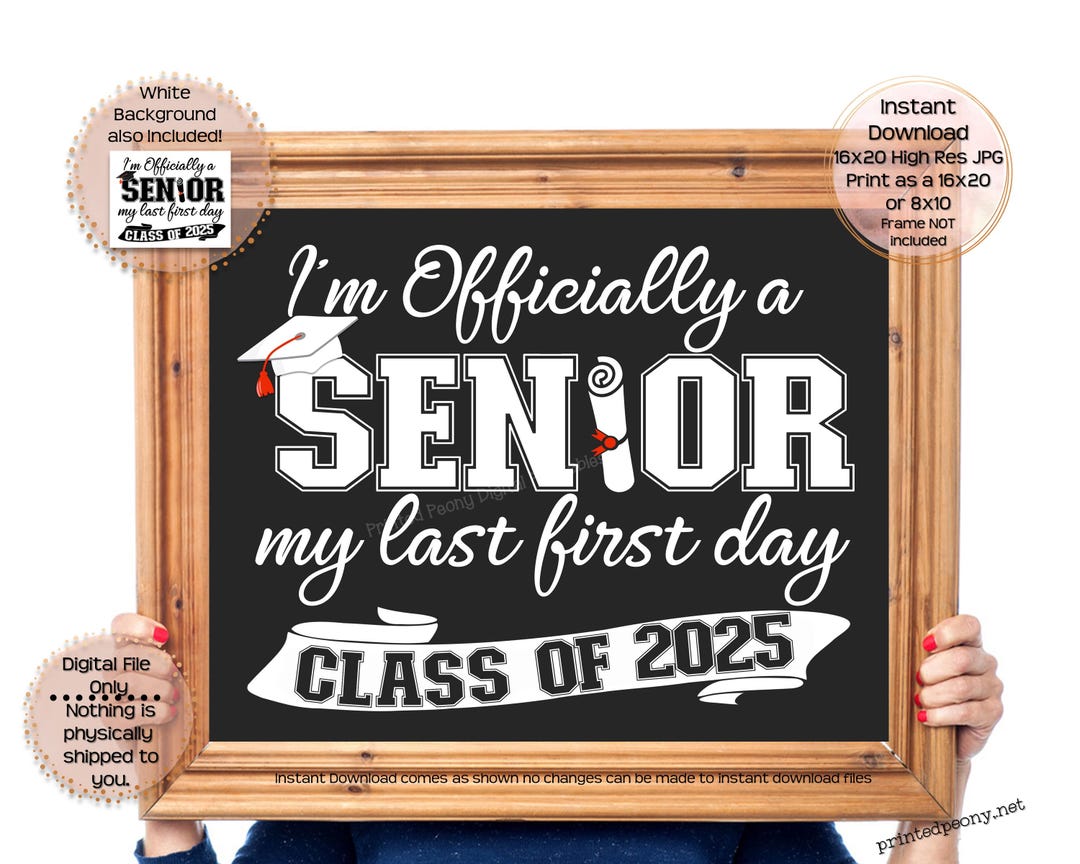 First Day of Senior Year Printable Sign First Day of School Sign 12th ...
