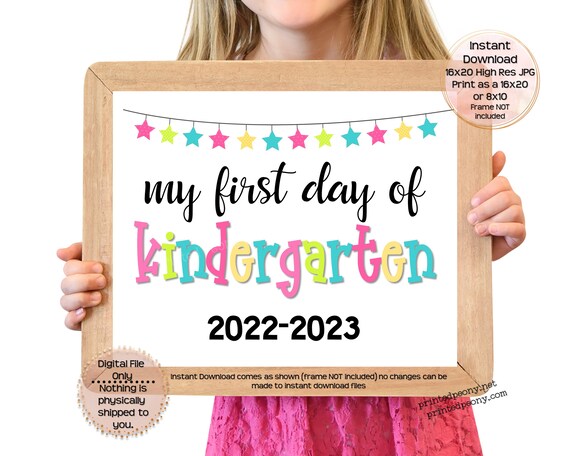 First Day of Kindergarten Printable Sign First Day of School - Etsy