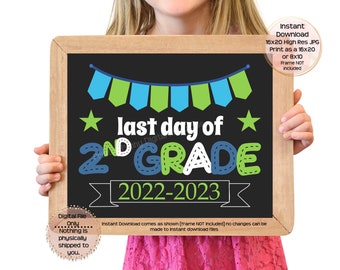 Last Day of Second Grade Printable Sign End of School Sign 2nd Grade Photo Prop End of Second Grade Printable Instant Download