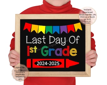 Letzter Tag der ersten Klasse druckbares Schild Schulende Zeichen 1.Klasse Fotorequisite Ende der ersten Klasse druckbare sofortiger Download