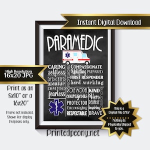 EMS pared arte pizarra EMT regalo para paramédico pared decoración EMT arte paramédico regalos servicios médicos de emergencia imprimible descarga instantánea