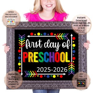 First & Last Day of Preschool Printable Sign 1st Day of School Pre-K Photo Prop Beginning of Preschool Printable Instant Download Last Day