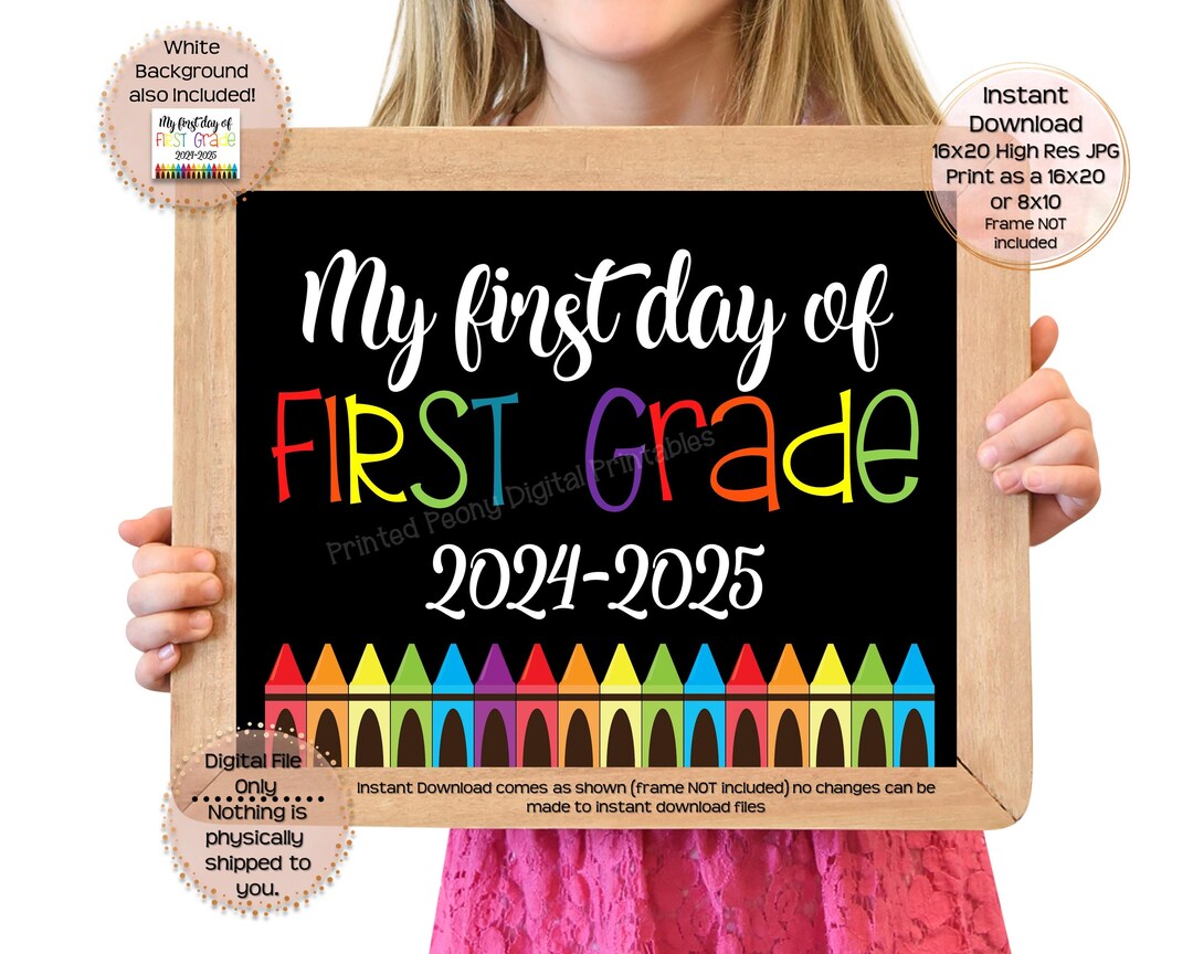 First Day of First Grade Printable Sign First Day of School Sign 1st First Day of First Grade Printable Sign First Day of School Sign 1st
