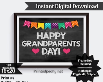 Happy Grandparents Day Photo Prop Happy Grandparents Day Chalkboard Sign Grandparents Day Printable Instant Download