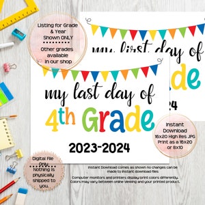 First Day of Fourth Grade Printable Sign First Day of School Sign 4th Grade Photo Prop 1st Day of Fourth Grade Printable Instant Download image 2